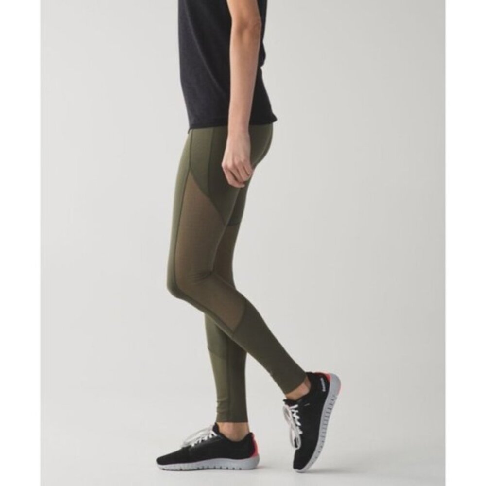 Lululemon Barre Star Pant Luon Fatigue Green Leggings size 6 Athleisure Yoga Gym